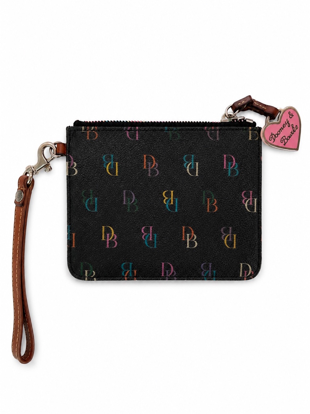 Dooney & Bourke Multicolor DB Logo Wristlet Coin Purse Rainbow Zipper
